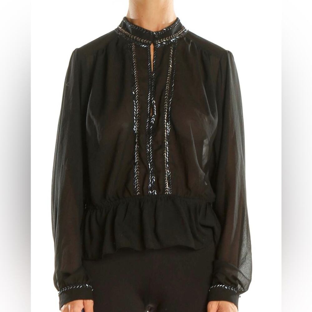 Free people Black Sequin Party Blouse small petite